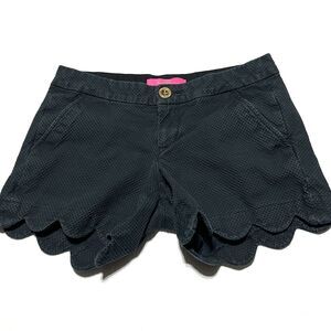 Lilly Pulitzer Solid Faded Black Buttercup Cotton Shorts Scalloped Hem Size 00